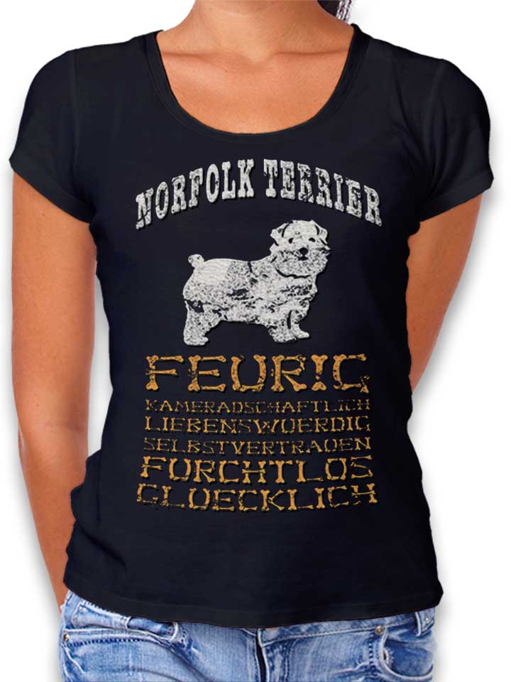 Hund Norfolk Terrier Damen T-Shirt schwarz L