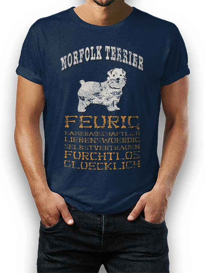 Hund Norfolk Terrier T-Shirt bleu-marine L