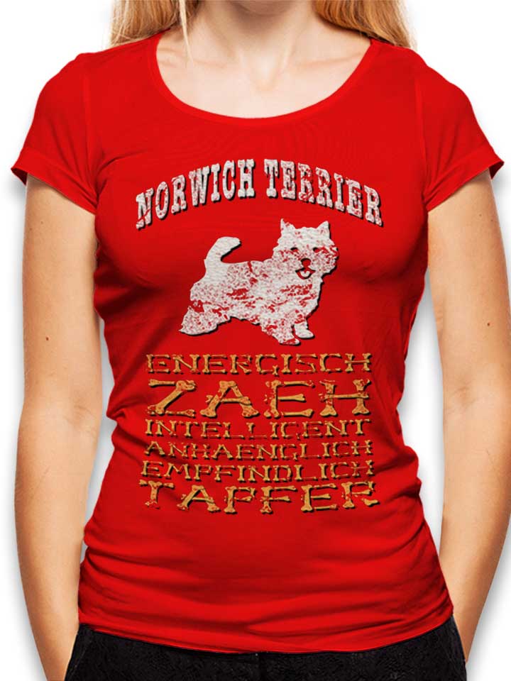 hund-norwich-terrier-damen-t-shirt rot 1