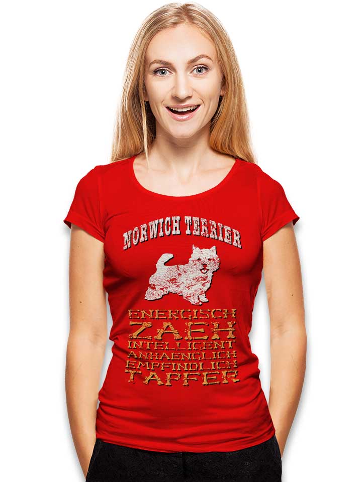 hund-norwich-terrier-damen-t-shirt rot 2