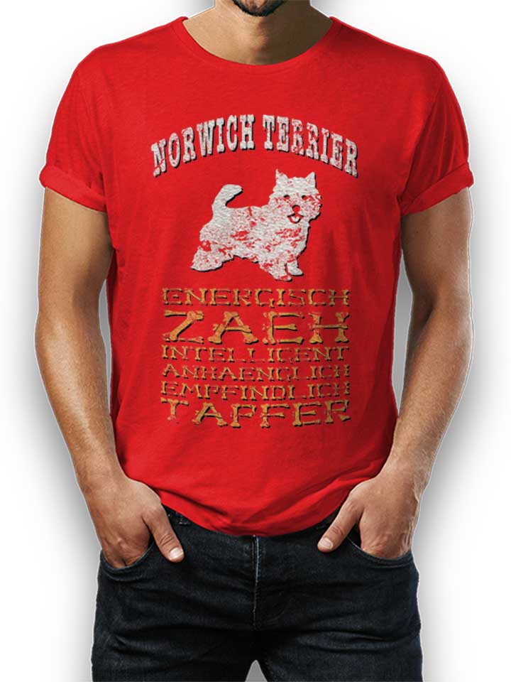 Hund Norwich Terrier T-Shirt rouge L