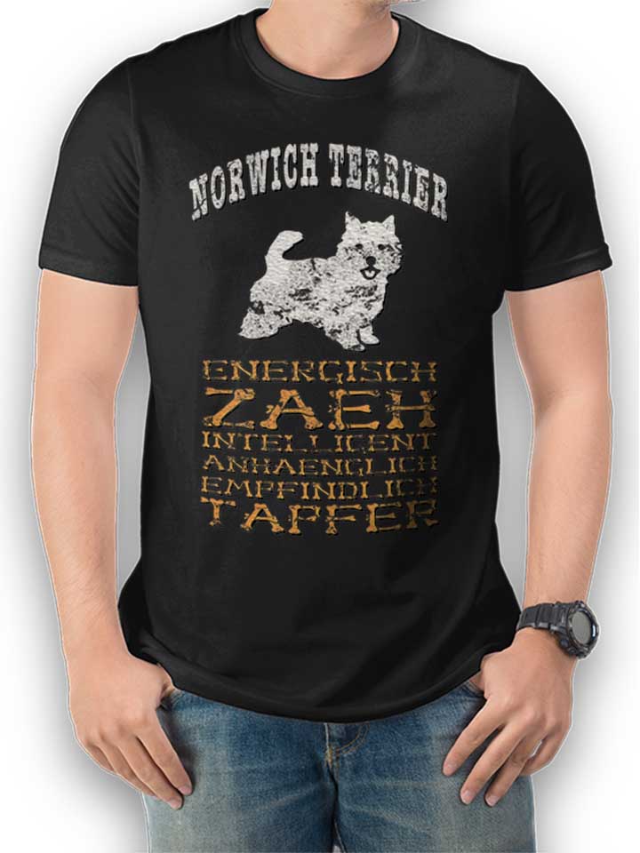 hund-norwich-terrier-t-shirt schwarz 1