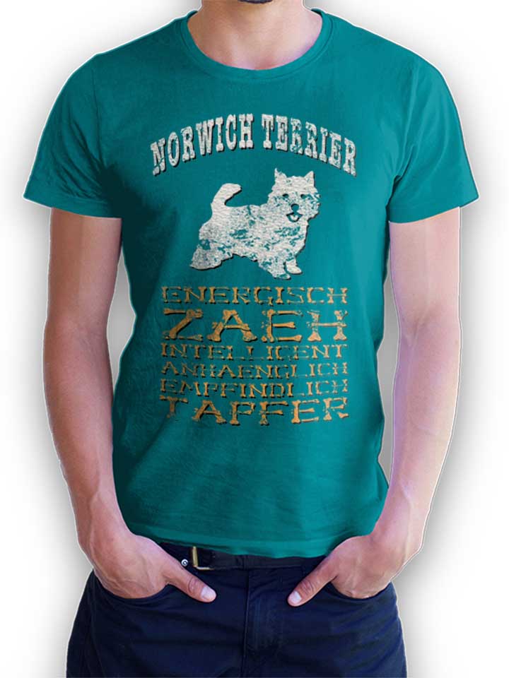 Hund Norwich Terrier T-Shirt turquoise L
