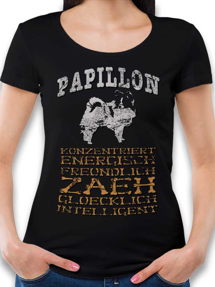 Hund Papillon T-Shirt Femme noir L
