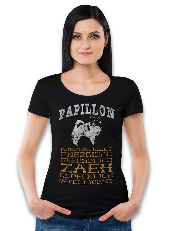 hund-papillon-damen-t-shirt schwarz 2