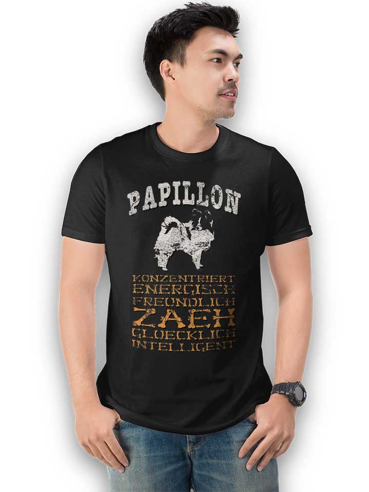 hund-papillon-t-shirt schwarz 2