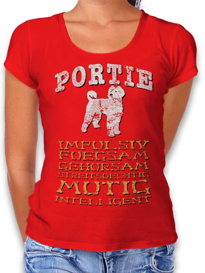 hund-portie-damen-t-shirt rot 1