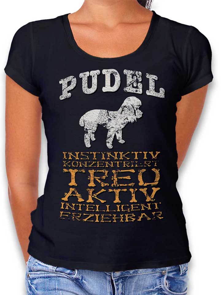 hund-pudel-damen-t-shirt schwarz 1