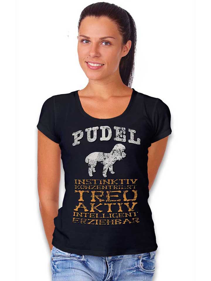 hund-pudel-damen-t-shirt schwarz 2