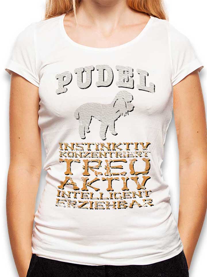 hund-pudel-damen-t-shirt weiss 1