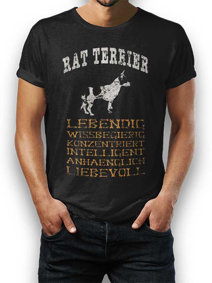Hund Rat Terrier T-Shirt schwarz L