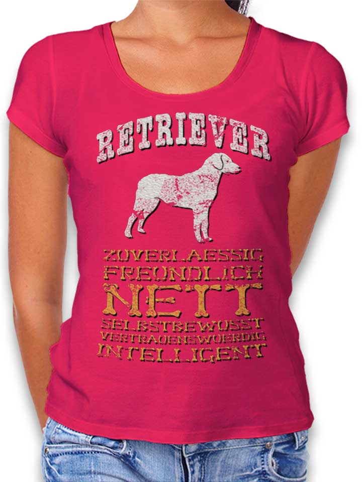 Hund Retriever T-Shirt Femme fuchsia L