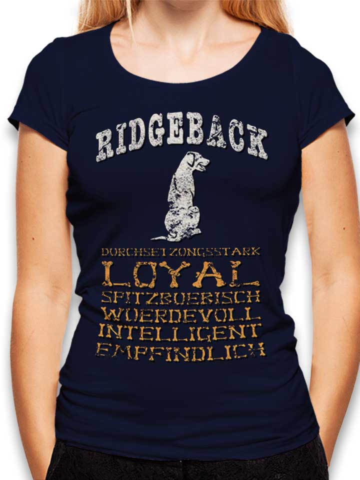 Hund Ridgeback Damen T-Shirt dunkelblau L