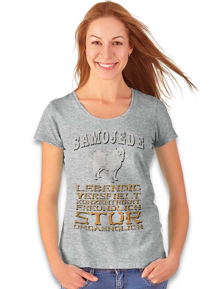 hund-samojede-damen-t-shirt grau-meliert 2