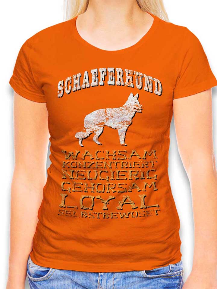 hund-schaeferhund-damen-t-shirt orange 1