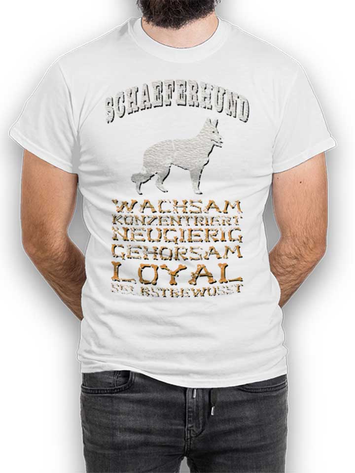 Hund Schaeferhund T-Shirt weiss L