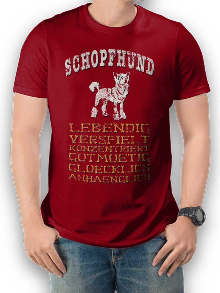 Hund Schopfhund T-Shirt bordeaux L