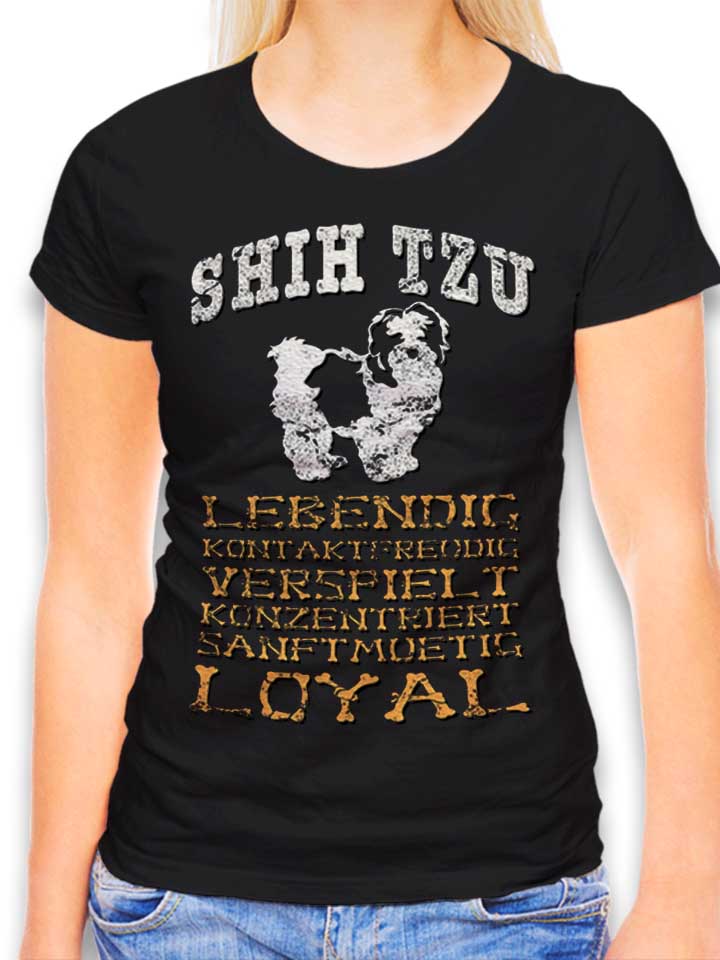 Hund Shih Tzu T-Shirt Femme noir L