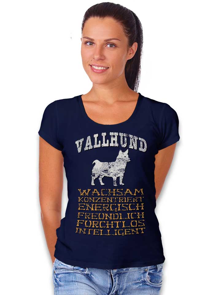 hund-vallhund-damen-t-shirt dunkelblau 2