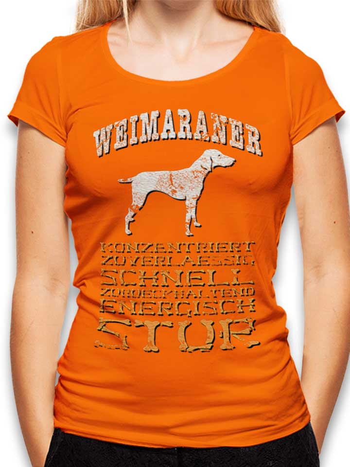 Hund Weimaraner T-Shirt Femme orange L
