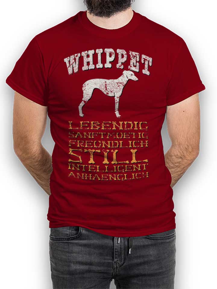hund-whippet-t-shirt bordeaux 1