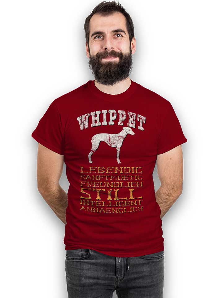 hund-whippet-t-shirt bordeaux 2