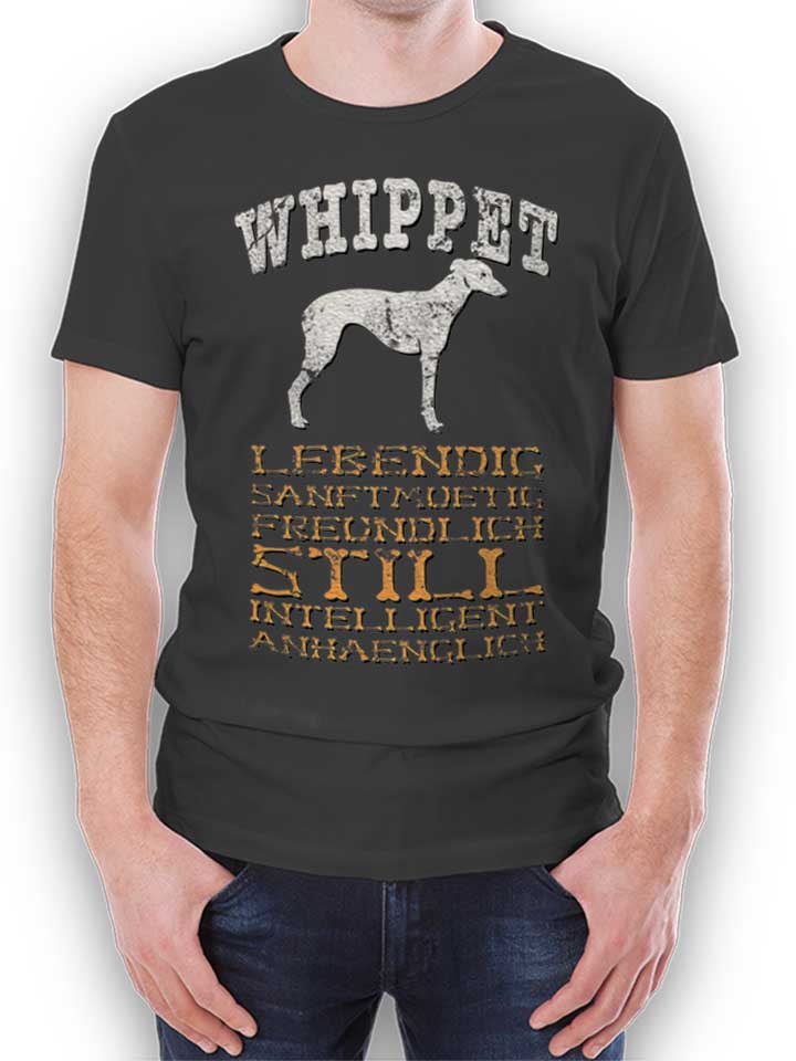 Hund Whippet T-Shirt dunkelgrau L