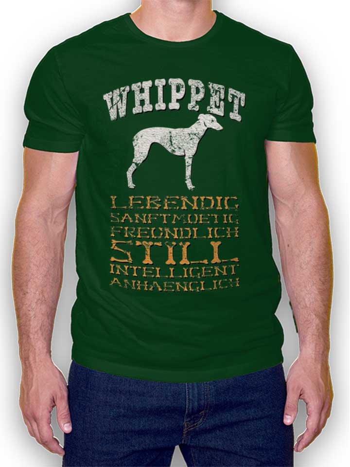 Hund Whippet T-Shirt dunkelgruen L