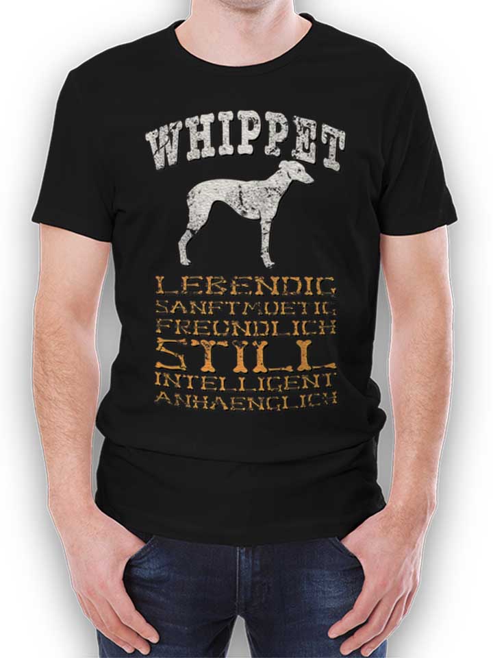Hund Whippet T-Shirt schwarz L