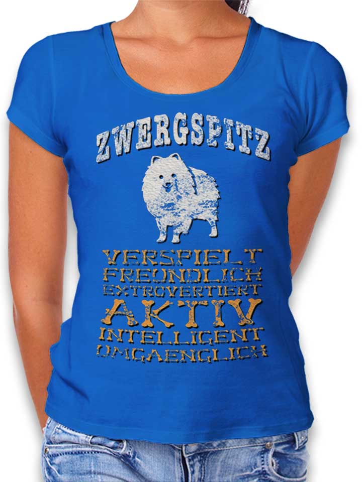 Hund Zwergspitz Camiseta Mujer azul-real L