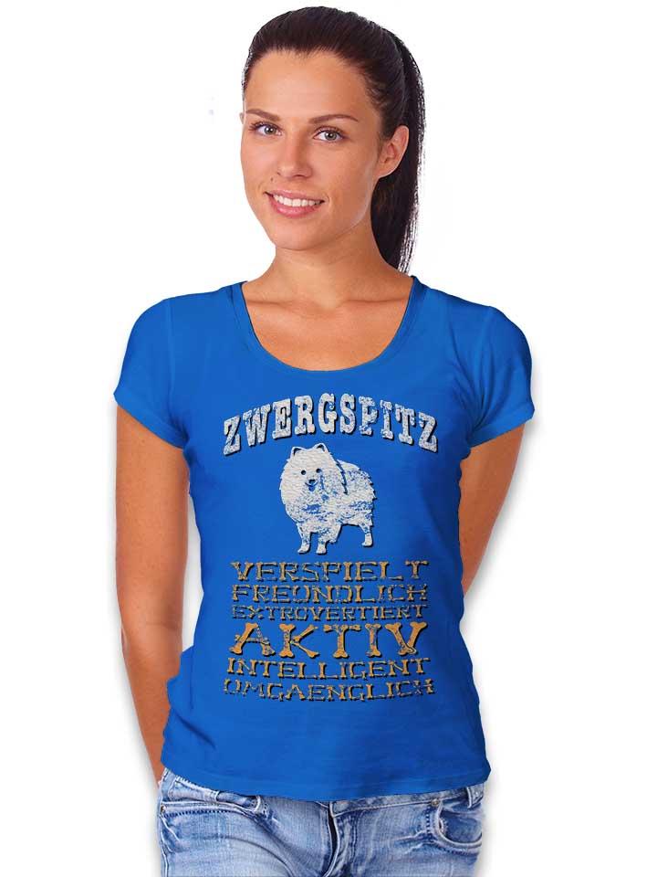 hund-zwergspitz-damen-t-shirt royal 2