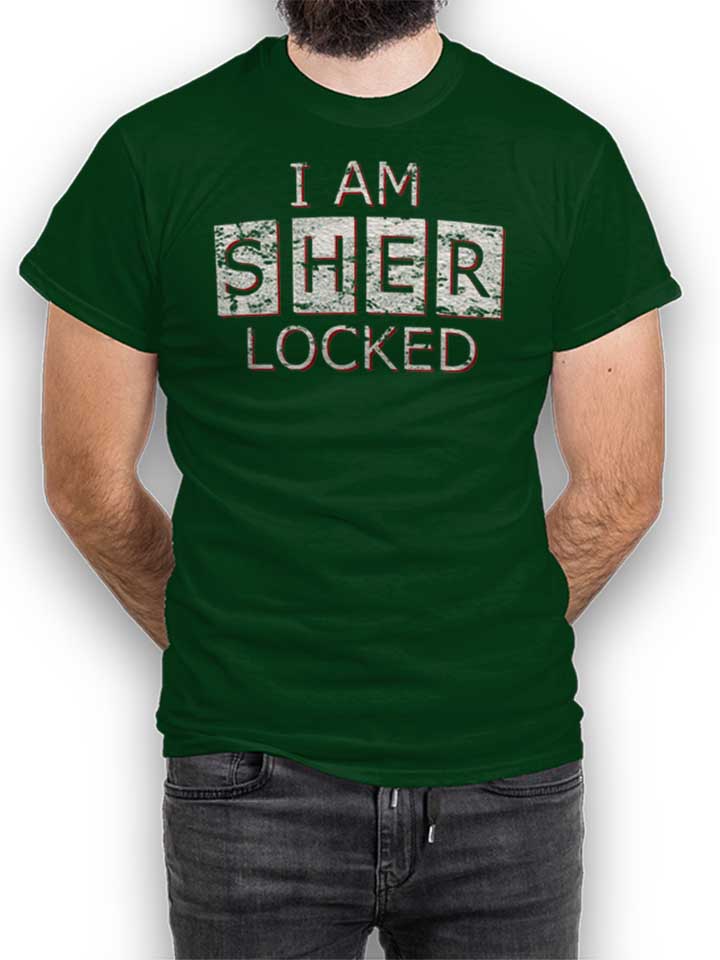 I Am Sherlocked Vintage T-Shirt dunkelgruen L