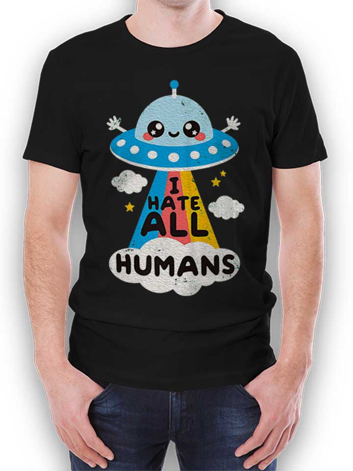 I Hate All Humans Ufo T-Shirt noir L