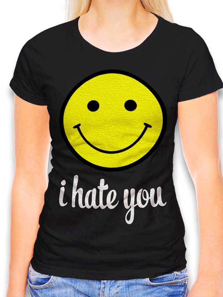 I Hate You Smiley Damen T-Shirt schwarz L