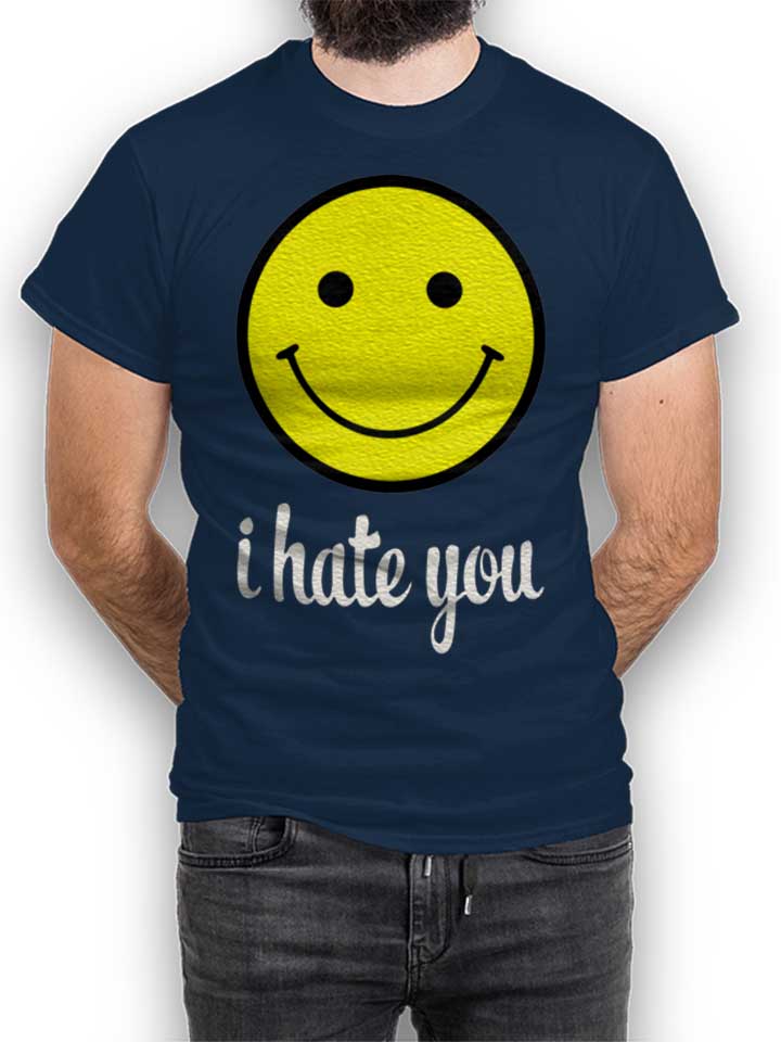 I Hate You Smiley T-Shirt dunkelblau L