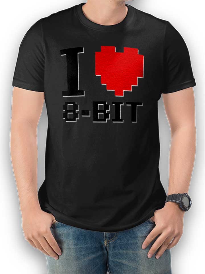 I Love 8 Bit T-Shirt schwarz L