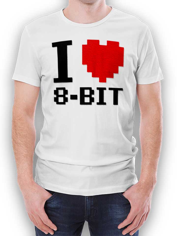 I Love 8 Bit T-Shirt blanc L