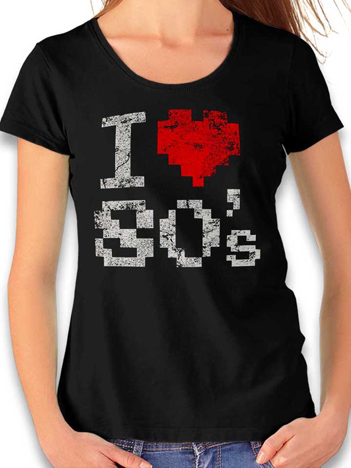I Love 80S Vintage Womens T-Shirt black L