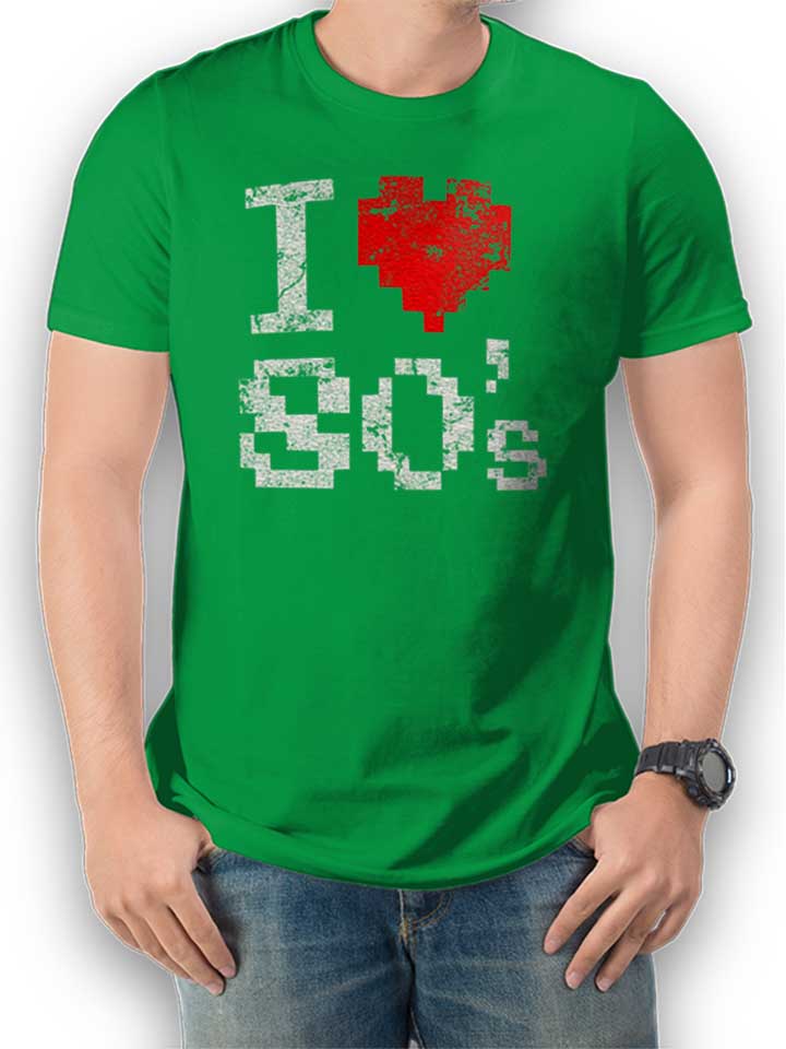 I Love 80S Vintage T-Shirt green L