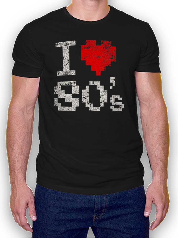 I Love 80S Vintage T-Shirt schwarz L