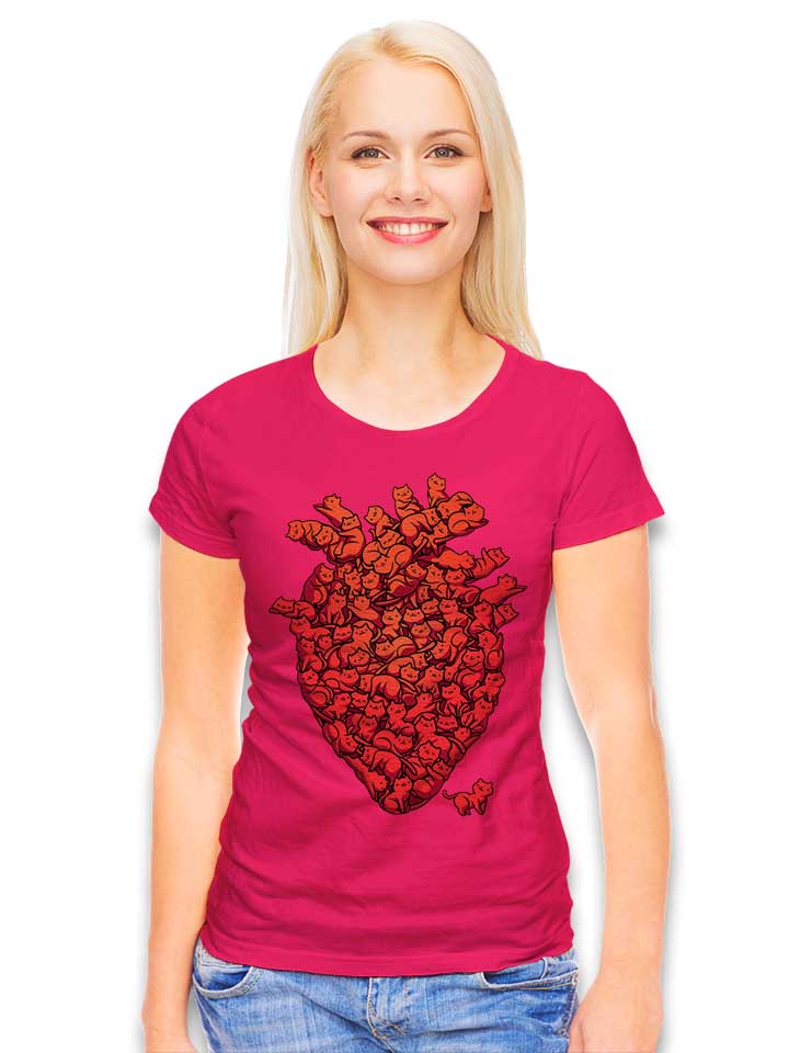 i-love-cat-heart-damen-t-shirt fuchsia 2