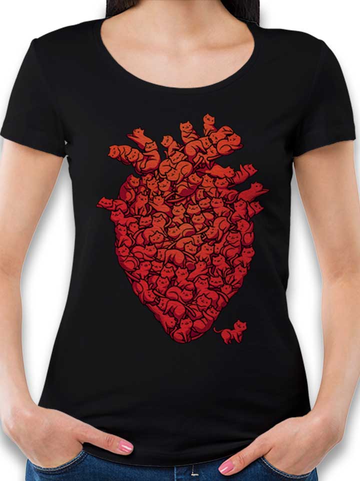 I Love Cat Heart Damen T-Shirt schwarz L