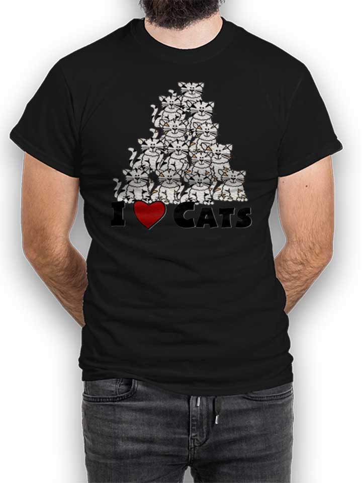 I Love Cats Pyramide T-Shirt black L