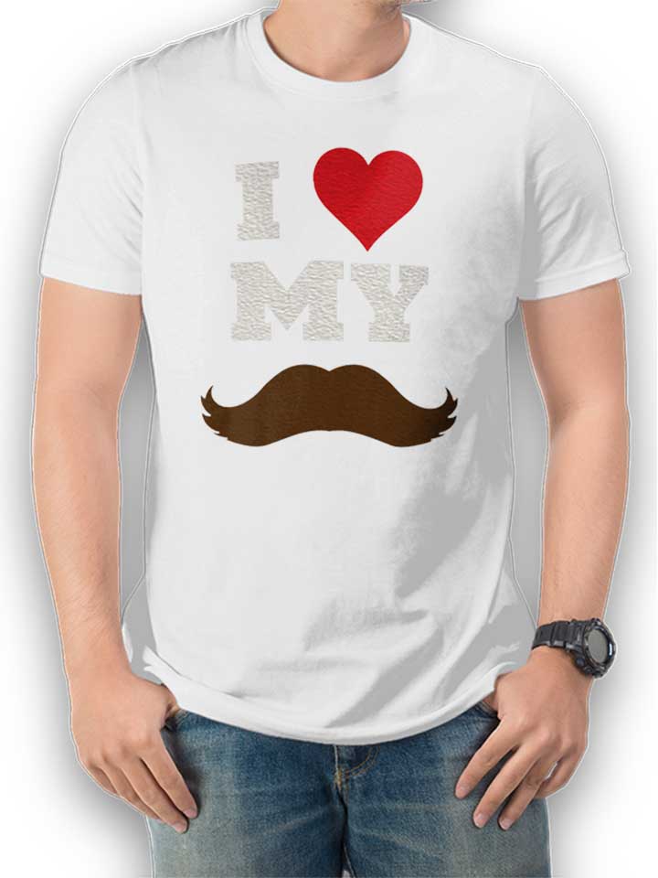 I Love My Mustache T-Shirt weiss L