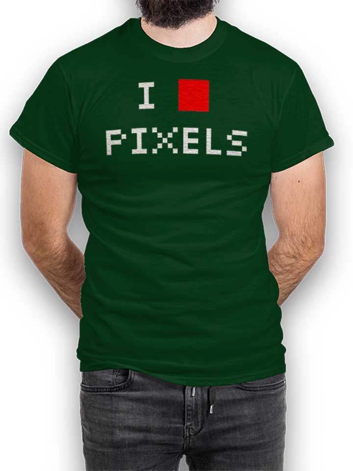 I Love Pixels T-Shirt dunkelgruen L