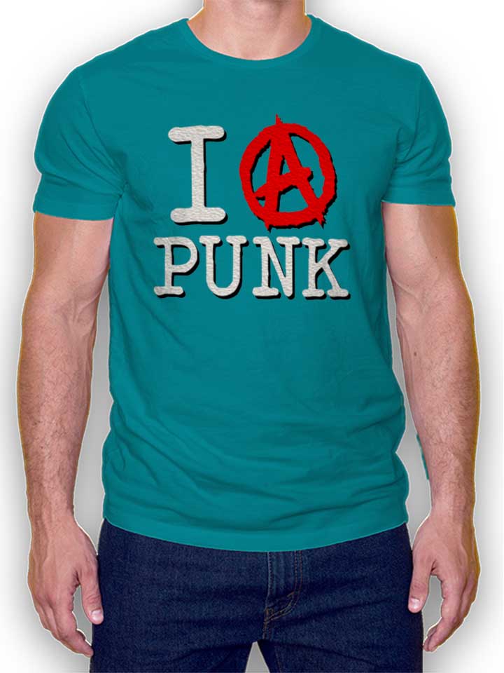 I Love Punk T-Shirt turchese L