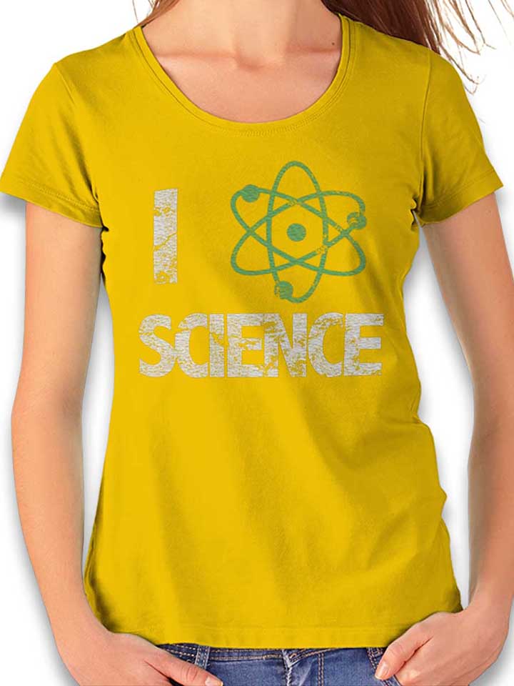 I Love Science Vintage Damen T-Shirt gelb L