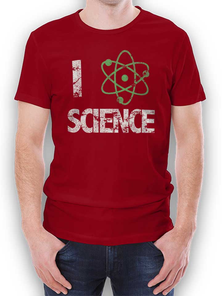 I Love Science Vintage Camiseta burdeos L