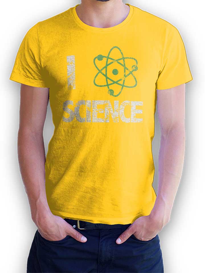 I Love Science Vintage T-Shirt yellow L
