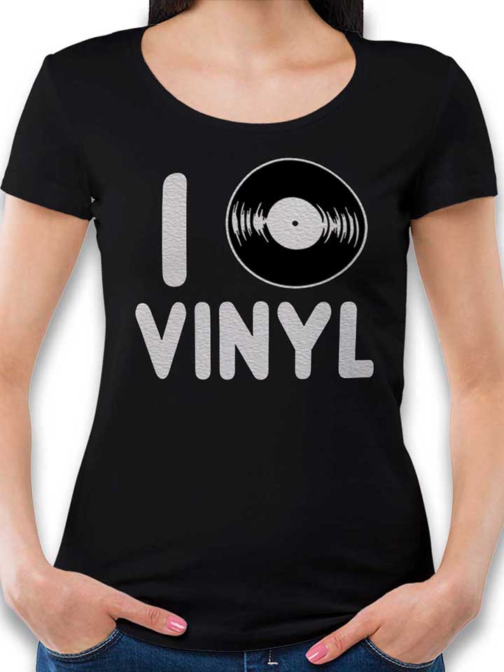 I Love Vinyl Damen T-Shirt schwarz L